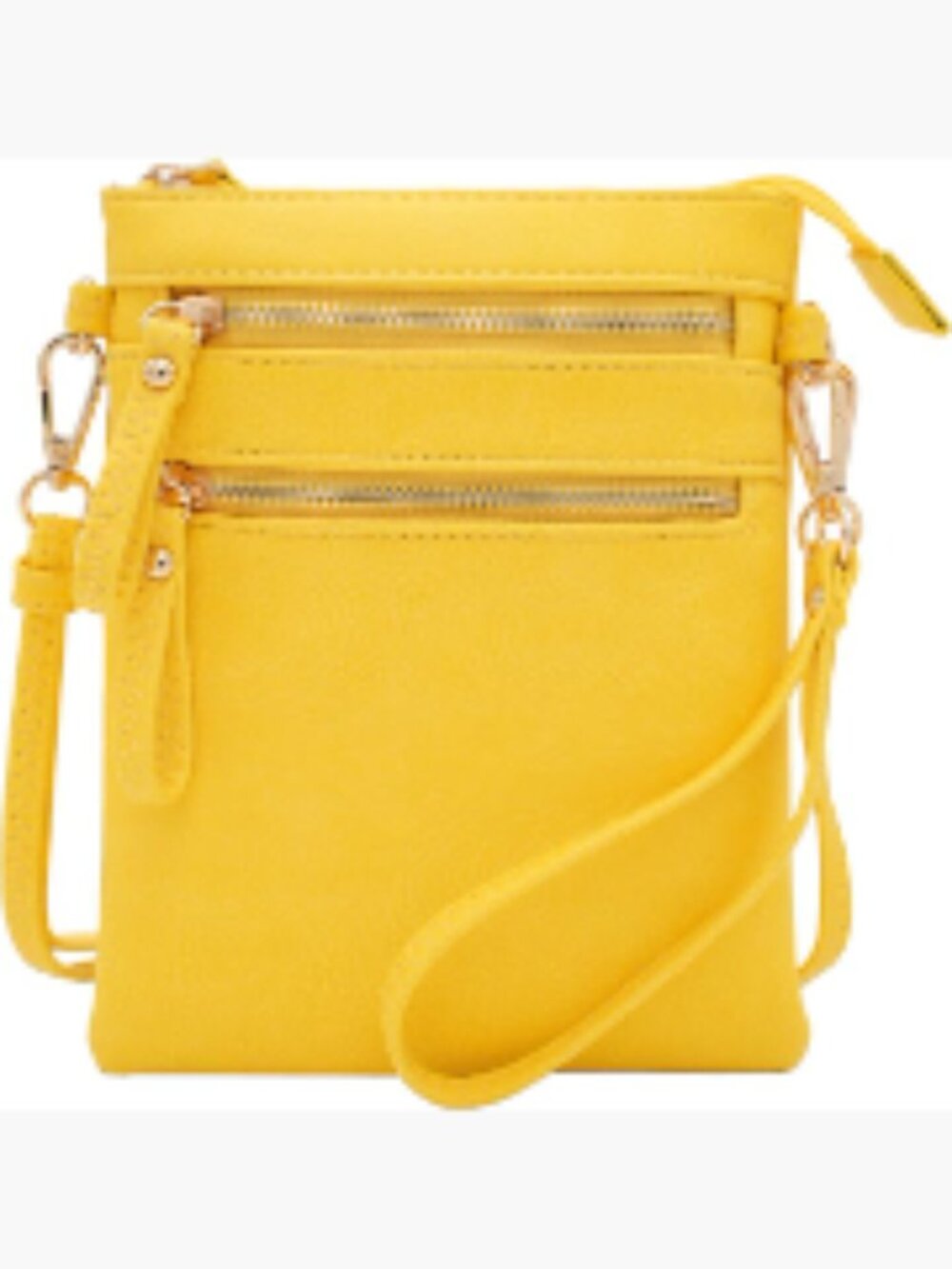 Faux Leather Crossbody Bag with Multi Zip Pockets and Detachable Wristlet